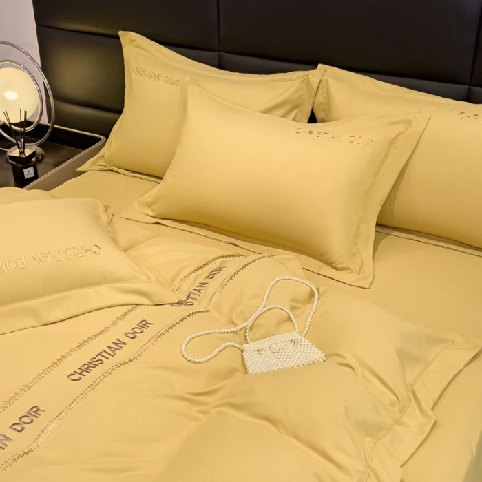 91家纺网 家纺一手货源 找家纺 金米诺 2024新款磨毛双斜四件套 明黄