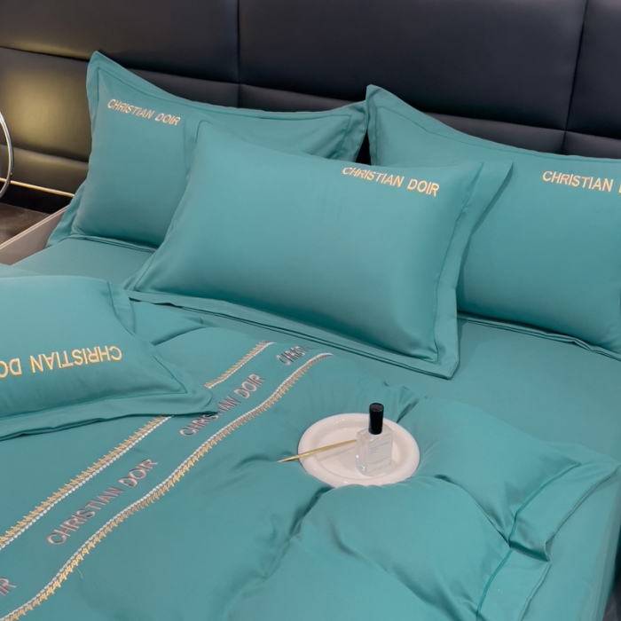 91家纺网 家纺一手货源 找家纺 金米诺 2024新款磨毛双斜四件套 珊瑚绿