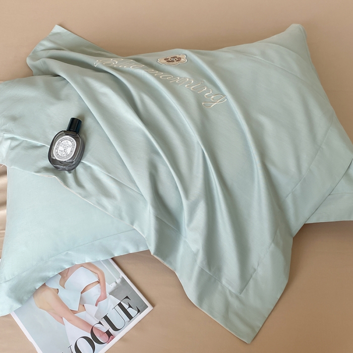 91家纺网 家纺一手货源 找家纺 涵宸 2023新款加厚全棉刺绣四件套-米昂 米昂-绿