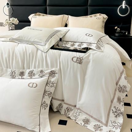 91家纺网 家纺一手货源 找家纺 （总）若未 2023新款50支长绒棉棉织带款高精密刺绣四件套-诗雅