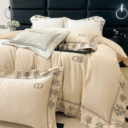 91家纺网 家纺一手货源 找家纺 （总）若未 2023新款50支长绒棉棉织带款高精密刺绣四件套-诗雅