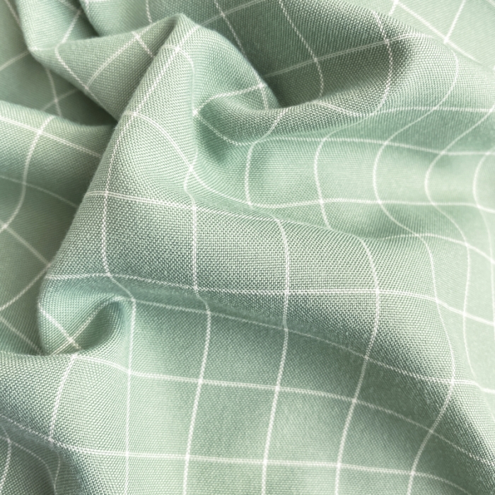 91家纺网 家纺一手货源 找家纺 水洗棉色织格子无印风三件套纯色双拼磨毛被套四件套 极简-绿