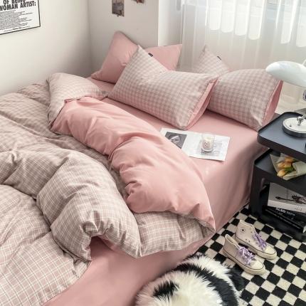 梦嘉居 2023新款水洗棉色织无印风单被套 贝拉-粉
