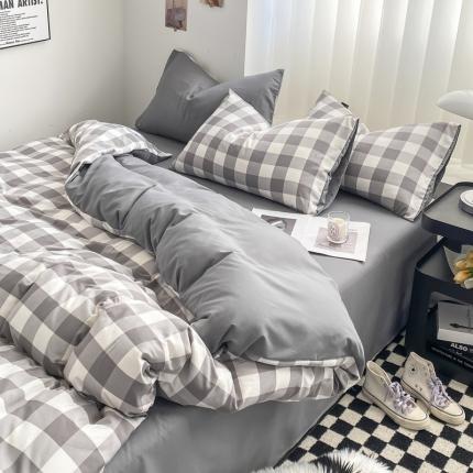 梦嘉居 2023新款水洗棉色织无印风单被套 幻影-灰