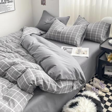 梦嘉居 2023新款水洗棉色织无印风单被套 绅士-灰