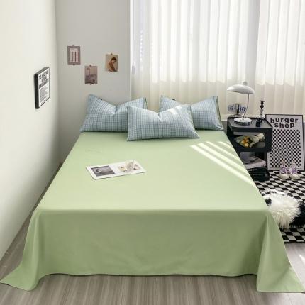 91家纺网 家纺一手货源 找家纺 梦嘉居 2023新款水洗棉色织无印风单床单 布丁-兰