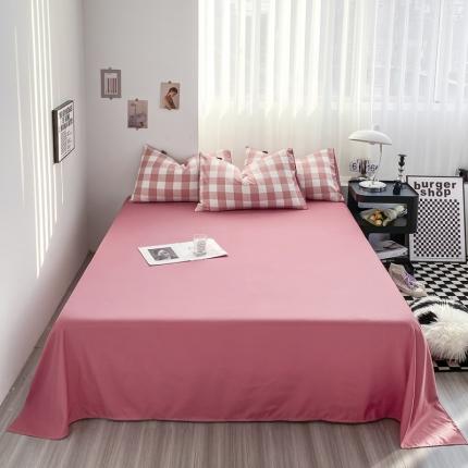 91家纺网 家纺一手货源 找家纺 梦嘉居 2023新款水洗棉色织无印风单床单 幻影-豆沙