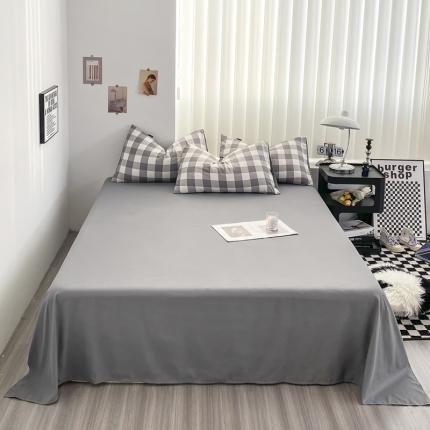 91家纺网 家纺一手货源 找家纺 梦嘉居 2023新款水洗棉色织无印风单床单 幻影-灰