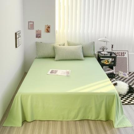 91家纺网 家纺一手货源 找家纺 梦嘉居 2023新款水洗棉色织无印风单床单 泡泡-绿