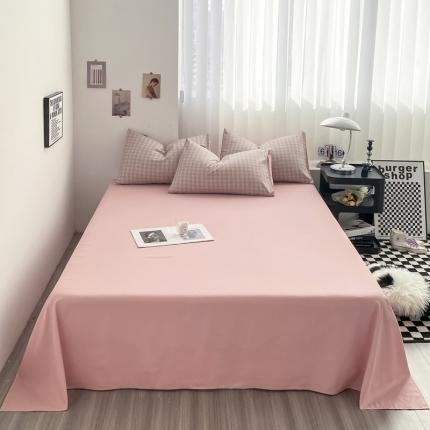 梦嘉居 2023新款水洗棉色织无印风单床单 贝拉-粉
