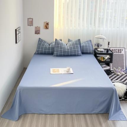 梦嘉居 2023新款水洗棉色织无印风单床单 绅士-蓝