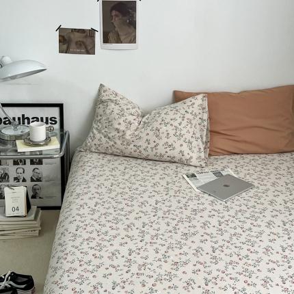 91家纺网 家纺一手货源 找家纺 （总）直播热款水洗棉双层纱四件套碎花简约风床单单品单件