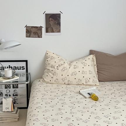 91家纺网 家纺一手货源 找家纺 （总）直播热款水洗棉双层纱四件套碎花简约风床单单品单件