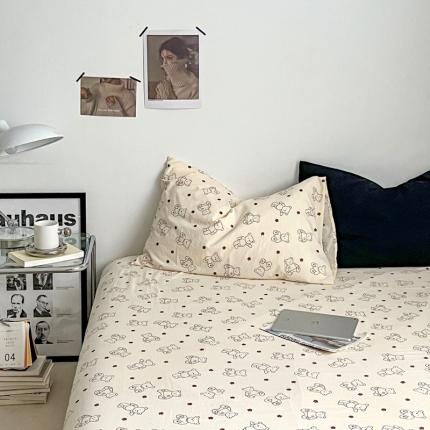 91家纺网 家纺一手货源 找家纺 （总）直播热款水洗棉双层纱四件套碎花简约风床单单品单件