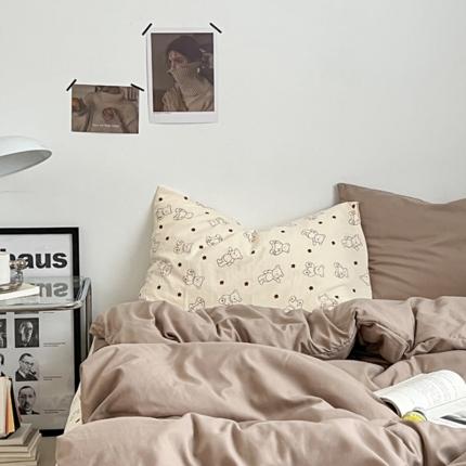 91家纺网 家纺一手货源 找家纺 （总）直播热款水洗棉双层纱四件套碎花简约风单品单被套单件