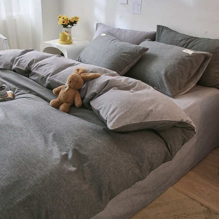 91家纺网 家纺一手货源 找家纺 【直播爆款】2023新款全棉色织水洗四件套全棉纯棉床单被套学生宿舍床上