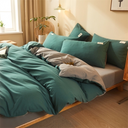 91家纺网 家纺一手货源 找家纺 【直播爆款】2023新款全棉色织水洗四件套全棉纯棉床单被套学生宿舍床上