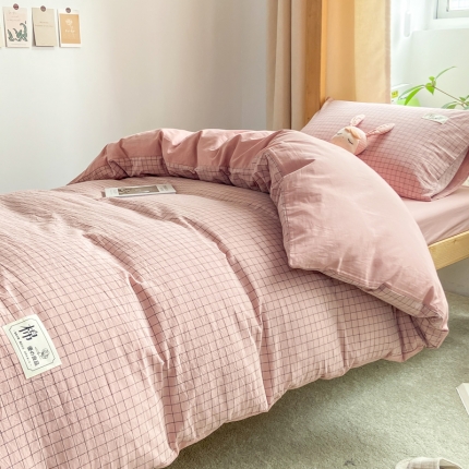 91家纺网 家纺一手货源 找家纺 【直播爆款新款A类全棉水洗棉大学生宿舍三件套床上用品纯棉床笠床单四件套
