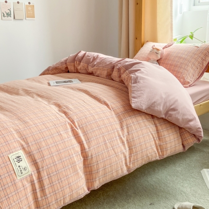 91家纺网 家纺一手货源 找家纺 【直播爆款新款A类全棉水洗棉大学生宿舍三件套床上用品纯棉床笠床单四件套
