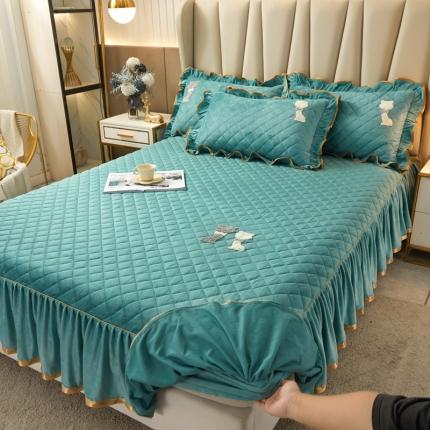 91家纺网 家纺一手货源 找家纺 （总）恋尚 2023新款水晶绒夹棉床裙床笠四件套-KT猫系列