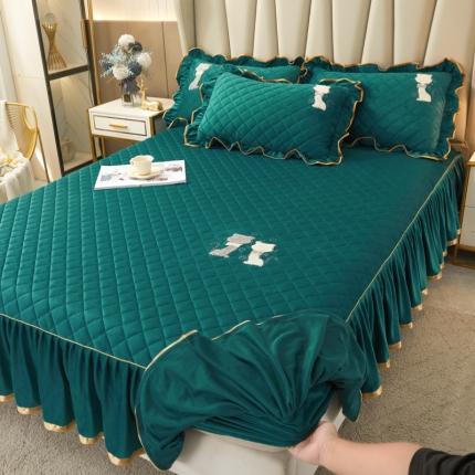 91家纺网 家纺一手货源 找家纺 （总）恋尚 2023新款水晶绒夹棉床裙床笠四件套-KT猫系列