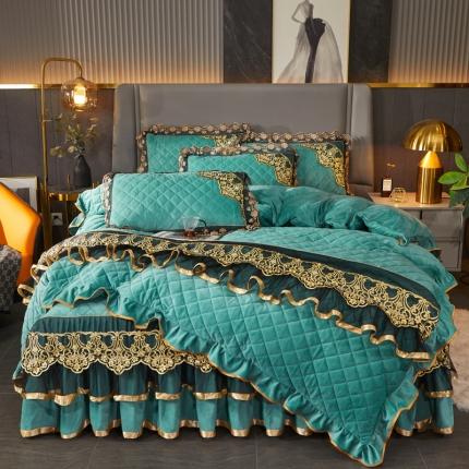 91家纺网 家纺一手货源 找家纺 （总）恋尚 2023新款水晶绒夹棉单床裙四件套-圣芙兰系列