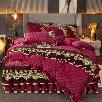 91家纺网 家纺一手货源 找家纺 （总）恋尚 2023新款水晶绒夹棉单床裙四件套-圣芙兰系列