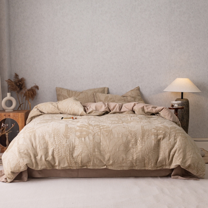 91家纺网 家纺一手货源 找家纺 安莱生活 2023新款水洗棉双层纱四件套-绿野仙踪 绿野仙踪-卡其