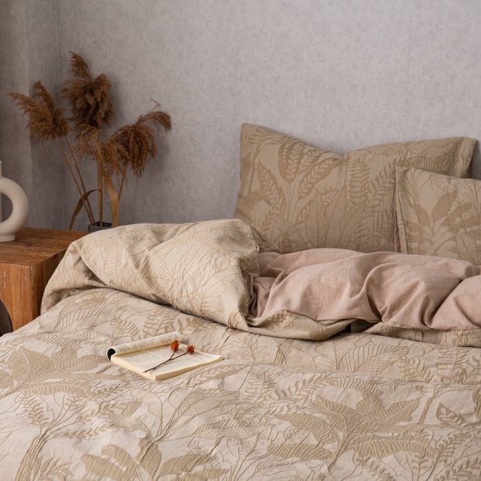 91家纺网 家纺一手货源 找家纺 安莱生活 2023新款水洗棉双层纱四件套-绿野仙踪 绿野仙踪-卡其