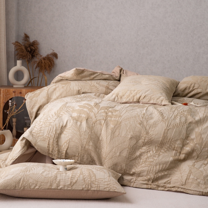 91家纺网 家纺一手货源 找家纺 安莱生活 2023新款水洗棉双层纱四件套-绿野仙踪 绿野仙踪-卡其