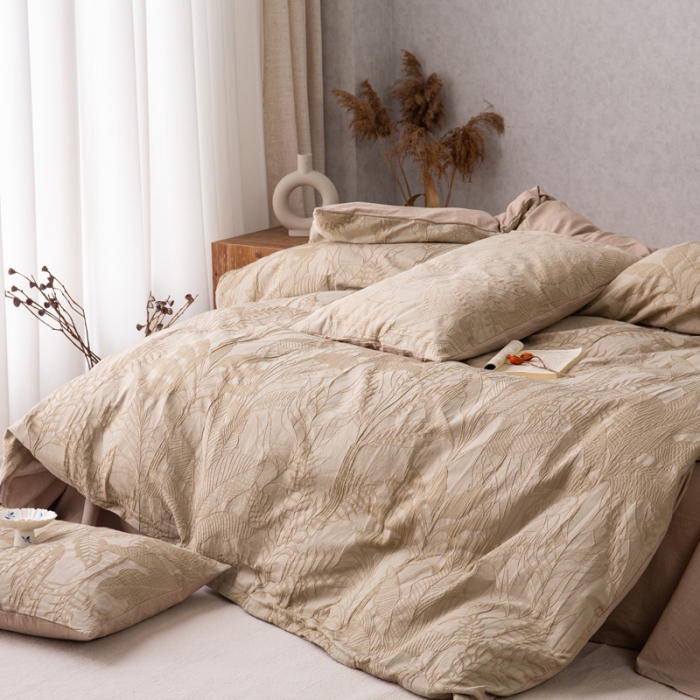 91家纺网 家纺一手货源 找家纺 安莱生活 2023新款水洗棉双层纱四件套-绿野仙踪 绿野仙踪-卡其