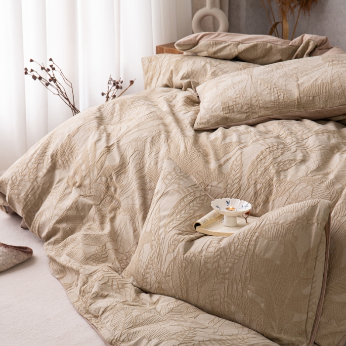 91家纺网 家纺一手货源 找家纺 安莱生活 2023新款水洗棉双层纱四件套-绿野仙踪 绿野仙踪-卡其