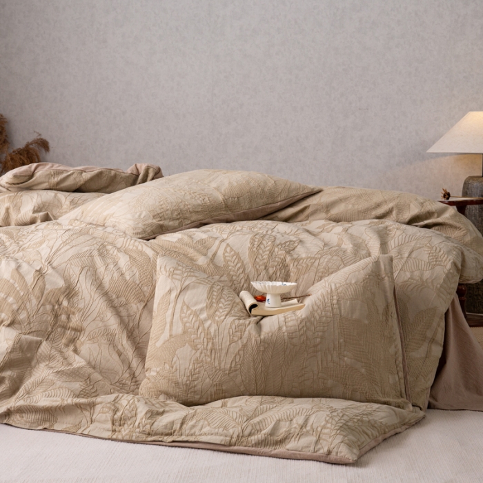 91家纺网 家纺一手货源 找家纺 安莱生活 2023新款水洗棉双层纱四件套-绿野仙踪 绿野仙踪-卡其