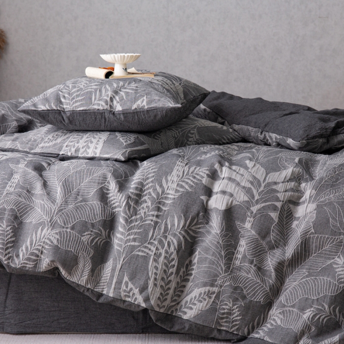 91家纺网 家纺一手货源 找家纺 安莱生活 2023新款水洗棉双层纱四件套-绿野仙踪 绿野仙踪-深灰