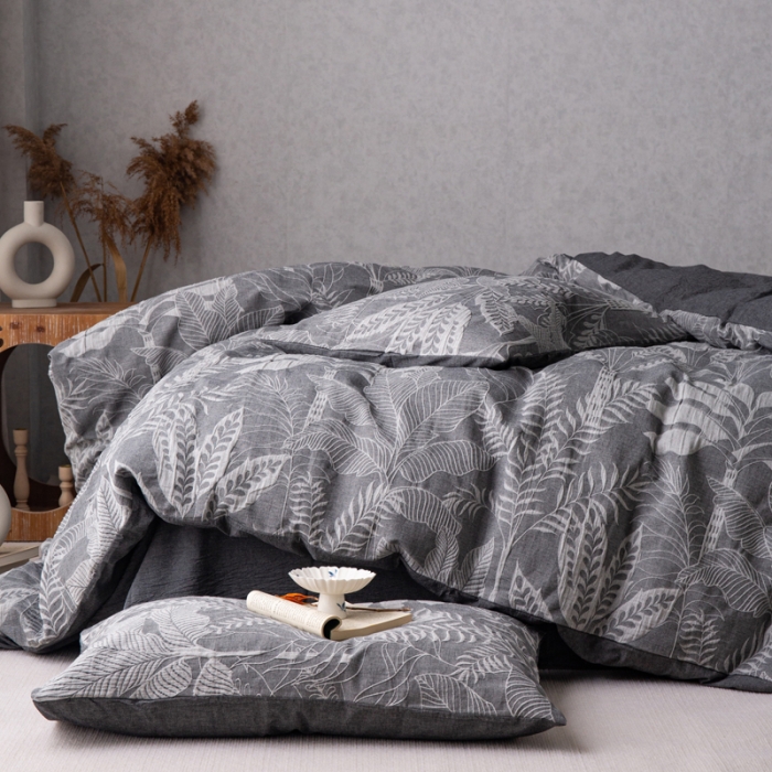 91家纺网 家纺一手货源 找家纺 安莱生活 2023新款水洗棉双层纱四件套-绿野仙踪 绿野仙踪-深灰