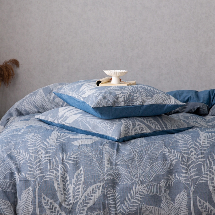 91家纺网 家纺一手货源 找家纺 安莱生活 2023新款水洗棉双层纱四件套-绿野仙踪 绿野仙踪-深蓝