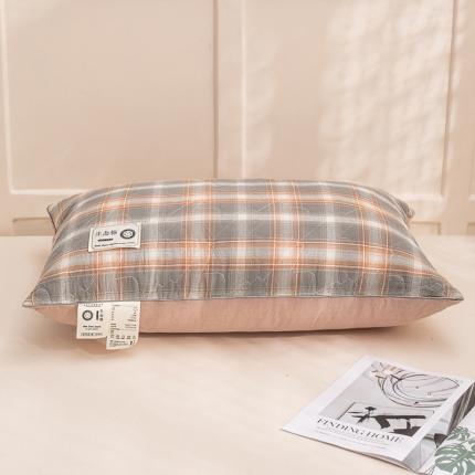 贵夫人 2023新款A类全棉色织水洗棉羽丝枕 诺卡灰单边750g