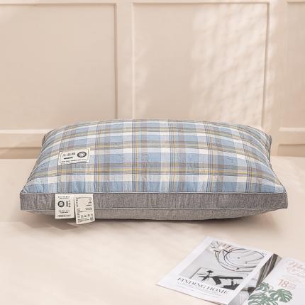 贵夫人 2023新款A类全棉色织水洗棉羽丝枕 诺卡兰双边850g