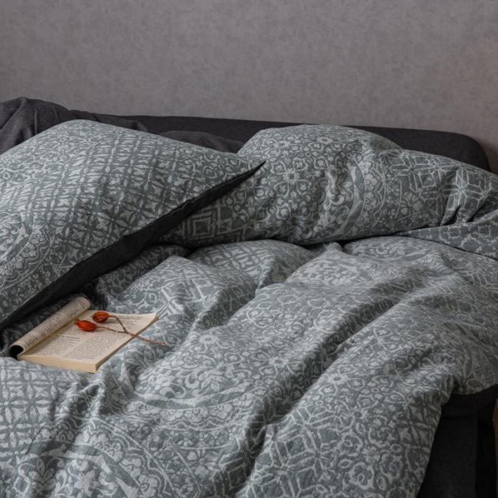 91家纺网 家纺一手货源 找家纺 （总）安莱生活 2023新款水洗棉双层纱四件套-弥香