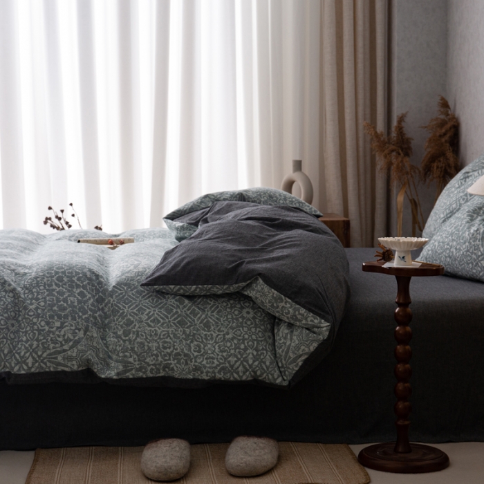 91家纺网 家纺一手货源 找家纺 （总）安莱生活 2023新款水洗棉双层纱四件套-弥香