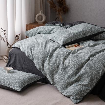 91家纺网 家纺一手货源 找家纺 （总）安莱生活 2023新款水洗棉双层纱四件套-弥香