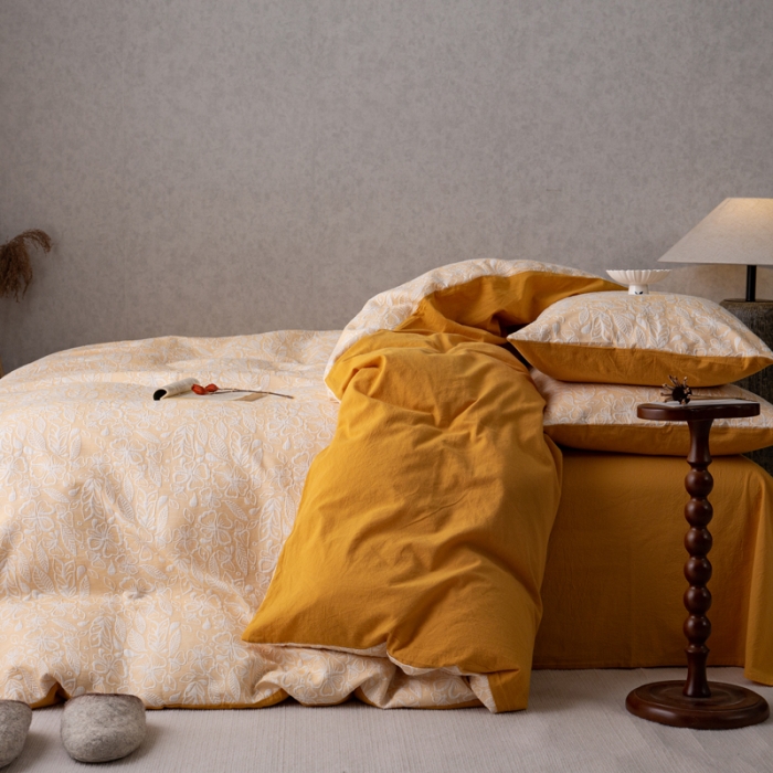 91家纺网 家纺一手货源 找家纺 （总）安莱生活 2023新款水洗棉双层纱四件套-绾绾