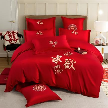 91家纺网 家纺一手货源 找家纺 玉雅家纺 2025新款亲肤刺绣婚庆四件套 喜欢