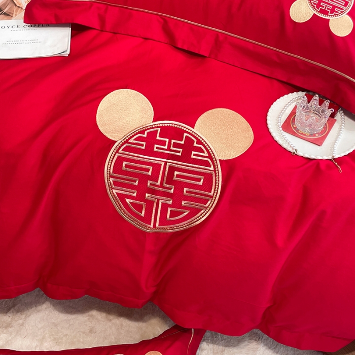 91家纺网 家纺一手货源 找家纺 玉雅家纺 2025新款亲肤刺绣婚庆四件套 文定吉祥