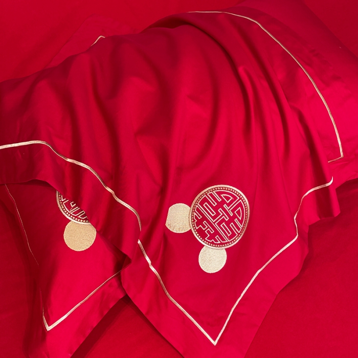 91家纺网 家纺一手货源 找家纺 玉雅家纺 2025新款亲肤刺绣婚庆四件套 文定吉祥