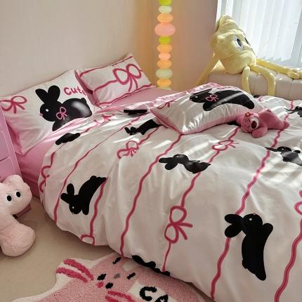 91家纺网 家纺一手货源 找家纺 （总）花伞 2023新款多巴胺博主风甜酷少女云层棉大版磨毛四件套