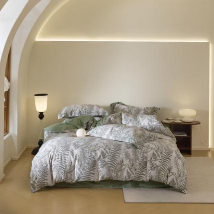 91家纺网 家纺一手货源 找家纺 柠馨 2023新款全棉3221磨毛印花四件套 枫清