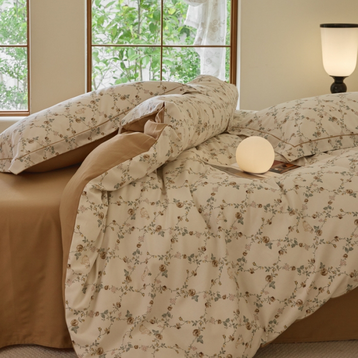 91家纺网 家纺一手货源 找家纺 柠馨 2023新款全棉3221磨毛印花四件套 童话森林