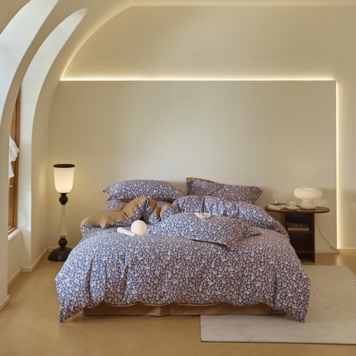 91家纺网 家纺一手货源 找家纺 柠馨 2023新款全棉3221磨毛印花四件套 漫野