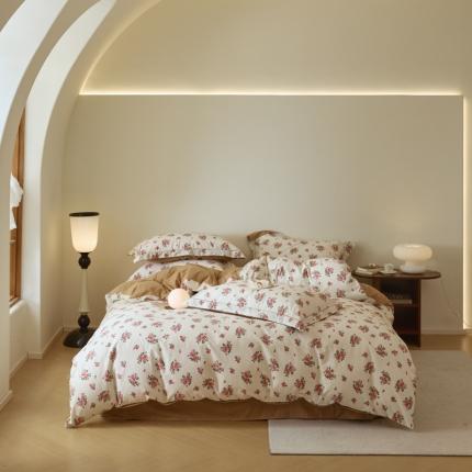 柠馨 2023新款全棉3221磨毛印花四件套 花影